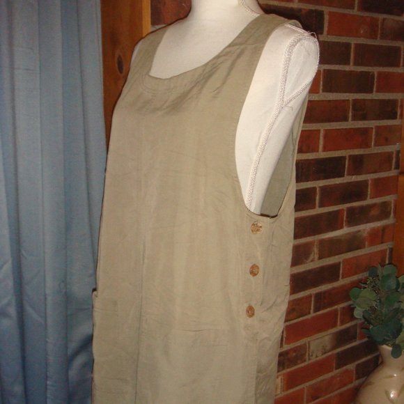 Vintage David N. Khaki Overall Dress M - Picture 2 of 8